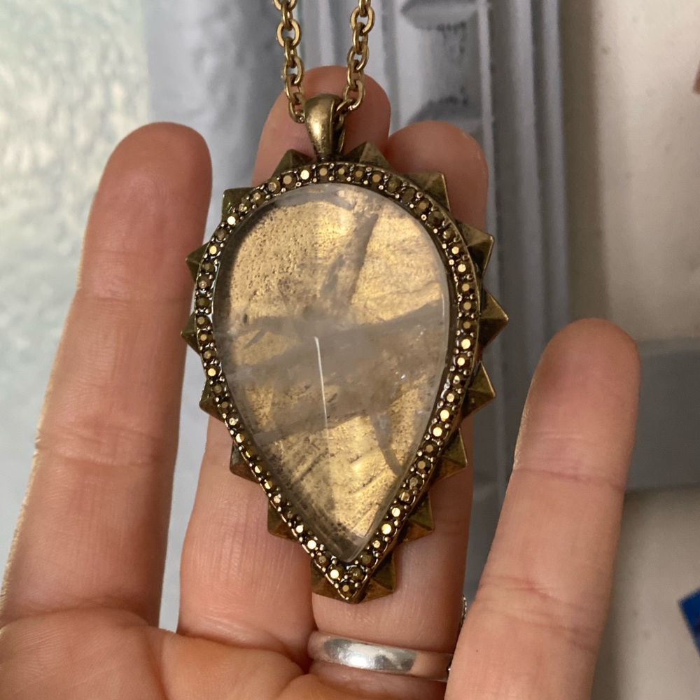 Lucky Brand long gold crystal necklace